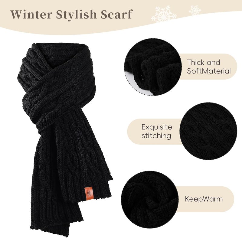 Sofvoyami Store Winter Hat Scarf Gloves Set, Soft Warm Knit Beanie Hat Touchscreen Gloves Long Knitted Scarf Set Winter Gifts for Men women - Image 5